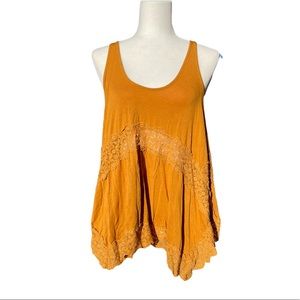 American Eagle Outfitters Soft & Sexy Mustard Yellow Floral Cutout Tank